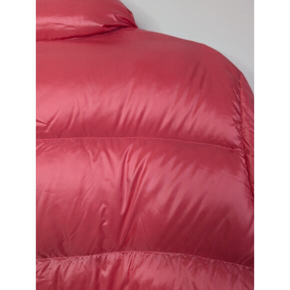 Athleta Lofty Sz L Coral/pink Nylon Goose Down Zip Packable Puffer Coat Jacket - Picture 8 of 11